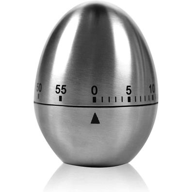 Eieruhr Edelstahl rostfrei 60 Min Küchentimer Eiförmig Magnetisch - Silber