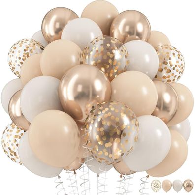 Beige Gold Luftballons 60 Stück Retro Nude Aprikose Weiß Sand Champagner Gold