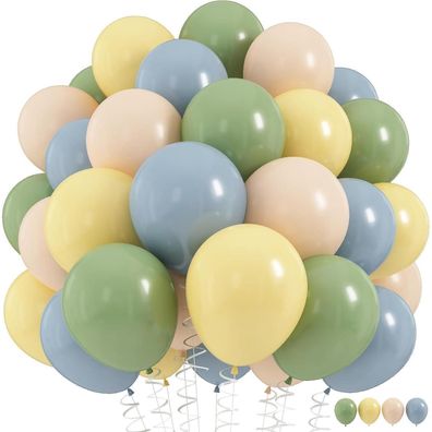 12 Zoll Luftballon Set Salbeigrün Gelb Blau 60 Stück Geburtstag Hochzeit
