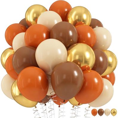 Luftballon Orange Braun 12 Zoll Retro Metallic Gold Elfenbein Beige 60 Stück