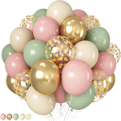 Sage Grün Rosa Party Ballons 12 Zoll - 60 Stück Luftballons Boho Geburtstag
