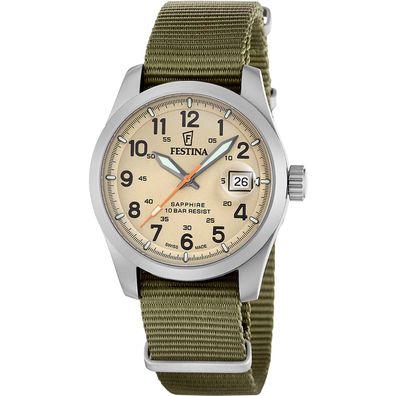 Festina Herrenarmbanduhr Quarz Khakifarben mit Saphirglas F20082/1