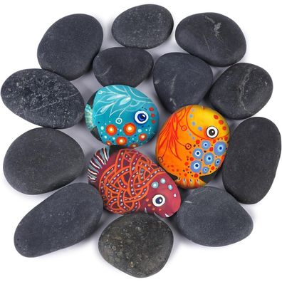 15 Stück Flache Steine bemalen Dekosteine Naturstein 4–7cm Aquarien