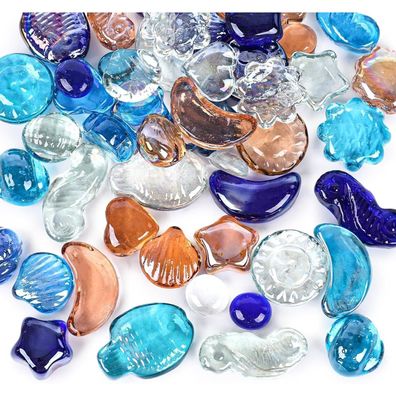 910g Bunte Glassteine Deko Glasnuggets Flache Murmeln Vasenfüller