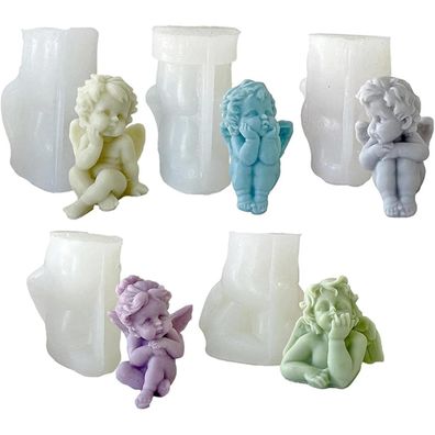 5er Set DIY Engel Silikon Kerzenformen für Kerzen Seife Gießen Bastel Ornamente