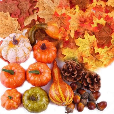 100 Stück Mini Kürbisse Eicheln Kunstgemüse Herbstdeko Halloween Thanksgiving
