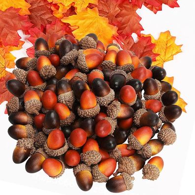 100 Stück Künstliche Eichel-Deko Ahornblätter Herbst Halloween Weihnachten