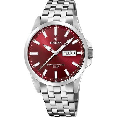 Festina Herrenuhr Quarz Stahl/Rot F20357/G