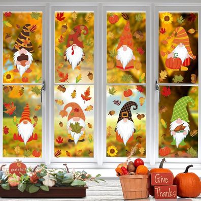 8 Blatt Herbst Fensterbilder Erntedankfest Aufkleber Thanksgiving Deko