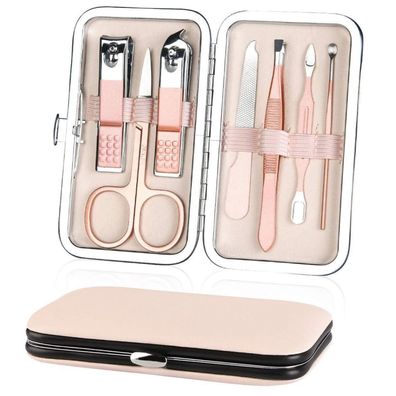 URAQT Maniküre Pediküre Set Nagelknipser Edelstahl 7-teilig Roségold