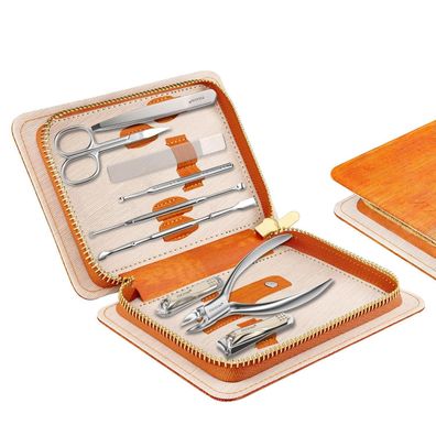 Professionelles Maniküre-Set aus Edelstahl, 9-in-1 Pediküre Orange