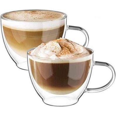 ecooe Doppelwandige Cappuccino Tassen Borosilikatglas 350ml 2er Set