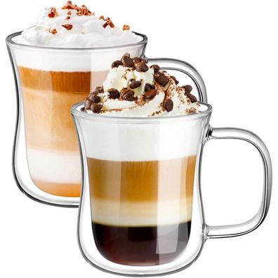 Doppelwandige Latte Macchiato Gläser Borosilikatglas 240ml 2er Set