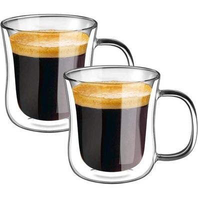 Doppelwandige Espressotassen Set Glas 120ml 2er Kaffeeglas Teegläser