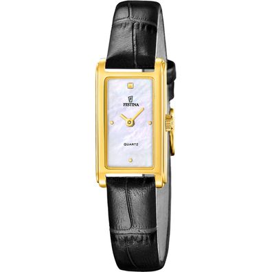 Festina Damen-Quarzuhr Rechteckig Schwarz/Goldfarben F20770/1