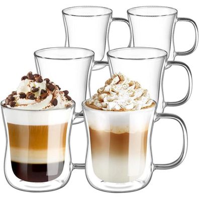 6er Set Doppelwandige Latte Macchiato Gläser 350ml Borosilikatglas