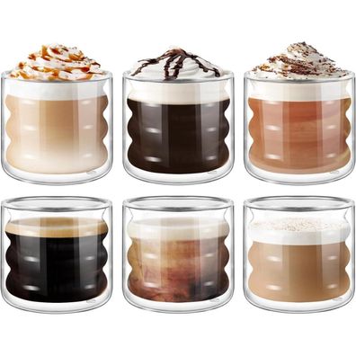 120ml Doppelwandige Espressotassen Glas 6er Set - Tee Kaffee Milch Geschenk