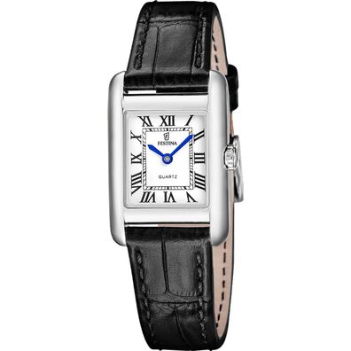 Festina Damenuhr Quarz Rechteckig Lederband Schwarz F20773/1