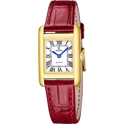 Festina Damenuhr Quarz Rechteckig Rot/Goldfarben F20774/1