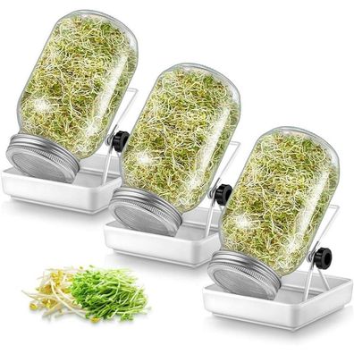 Ecooe Sprossen Keimglas Set Sprouting Jar Edelstahl 304 Ständer 3er 750ml