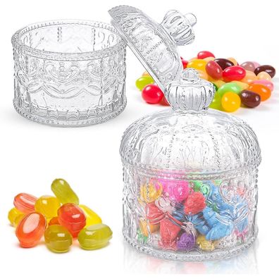 2er Set Transparente Bonbongläser mit Deckel luftdicht 300ml
