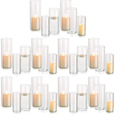 Kerzenhalter Glas Set Stumpenkerzen Teelicht Pampasgras Vasen Hochzeit