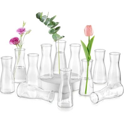 Kleine Glasvasen Set 12 Stück Blumenvase Hochzeit Tischdeko modern