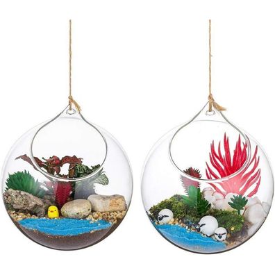 Hängende Glaskugel Vase Terrarium Glaskugel Sukkulenten DIY Deko 2 Stk 12cm
