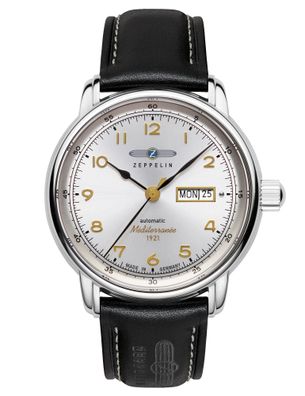 Zeppelin Herrenuhr Automatik 100 Jahre Méditerranée Leder 9664-1