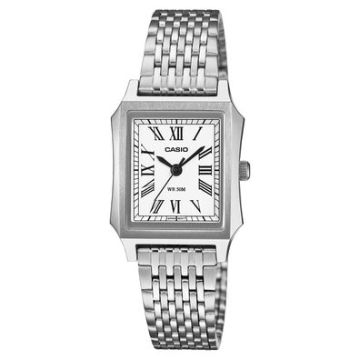 Casio Damen-Armbanduhr Quarz Rechteckig Stahl/Weiß LTP-B190D-7BVER