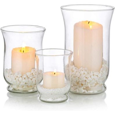 Glaskerzenhalter Set 3 Stück Hurricane Candleholder Mehrfachverwendung