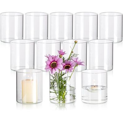 Glasseam Kleine Glaszylinder Vase 12 Stück 10x8,5cm Wedding Decoration