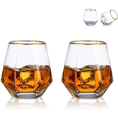 Diamond Whisky Glasses 2er-Set 300 Ml Whiskyglas Moderner Look Männer Frauen