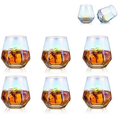 Diamant Whisky Glasses 6er Set Gekippte Scotchgläser 300ml Whiskyglas Moderne
