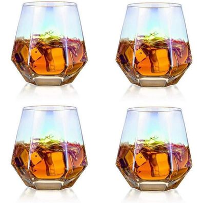Diamond Whisky Glasses 4er-Set 300 Ml Scotchglas Moderner Look für Männer Frauen