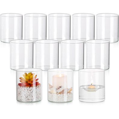 Glasseam Kerzenhalter Glas 12er Set für Tischdeko Stumpen Schwimmkerzen