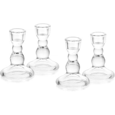 Kerzenhalter Glas Stabkerzen Weihnachten Advent Hochzeit Tischdeko 4 Stück
