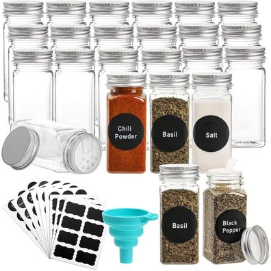 24 Stück 120 ml Quadratische Kunststoff Gewürzgläser Salz Pfefferstreuer