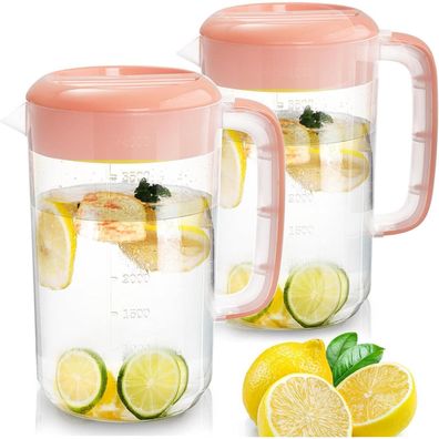 2er Pack Krug 4l Kunststoff Saft Mischkrug mit Griff Messung