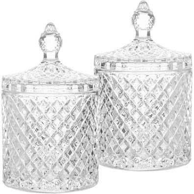 Dekorative Kristallglas-Dosen Bonbongläser 300ml, 2er Set