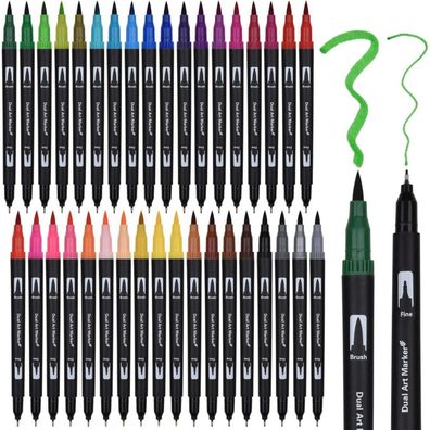 36 Farben Dual Brush Pen Set Doppelfasermaler Aquarell Bullet Journal Manga