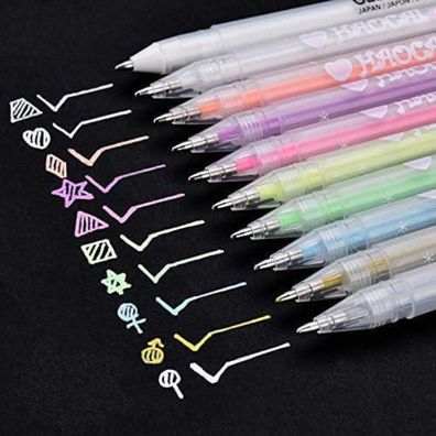 DealKits Neon Gelstifte 10er Set, 0.8mm feine Spitze für schwarzes Papier & DIY