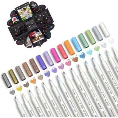 15 Metallic Marker Stifte Permanent Metallisch Acrylstifte Pens 1mm