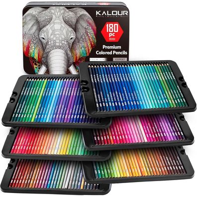 KALOUR 180 Buntstift-Set für Erwachsene und Künstler - Kräftige