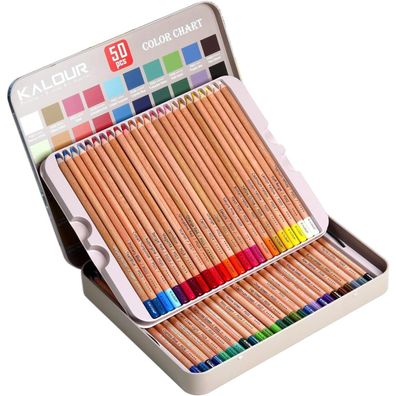 Professionelle Pastellkreide-Buntstifte Set 50 Farben für Zeichnen & Skizzieren