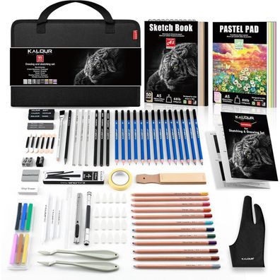 95-teiliges Künstler Skizzier- und Zeichenkunst-Set mit Pastellpapier