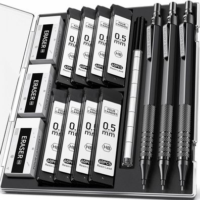 0,5mm Druckbleistift-Set mit Etui, Metall-Künstlerbleistift, 480 Stück