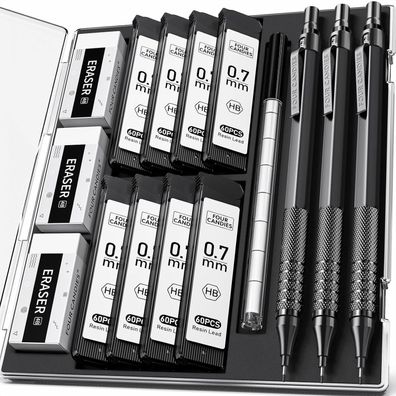 Druckbleistift-Set 0.7mm 480 Stück HB-Minenminen Röhren Etui Zeichnen Ingenieure