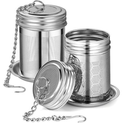 2 Teesiebe Edelstahl Teeei Tee Infuser mit Deckel, für Losen Tee Kochen