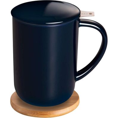 CEEFU Teetasse Porzellan Teesieb Deckel Untersetzer Marineblau